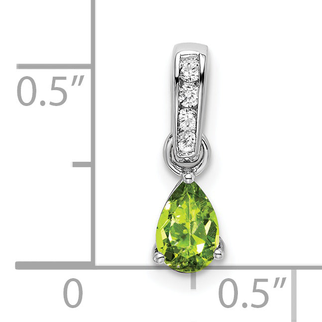 10k White Gold Pear Peridot and Diamond Pendant Secondary image