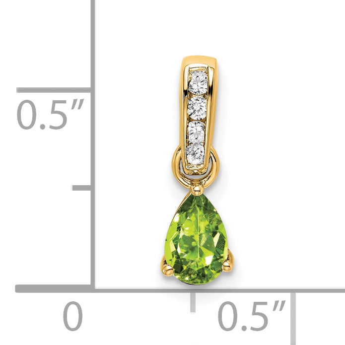 10k Yellow Gold Pear Peridot and Diamond Pendant Secondary image
