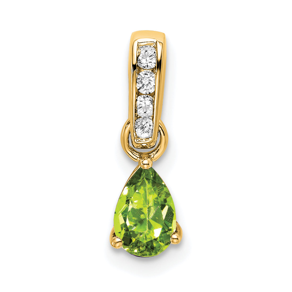 10k Yellow Gold Pear Peridot and Diamond Pendant Main image