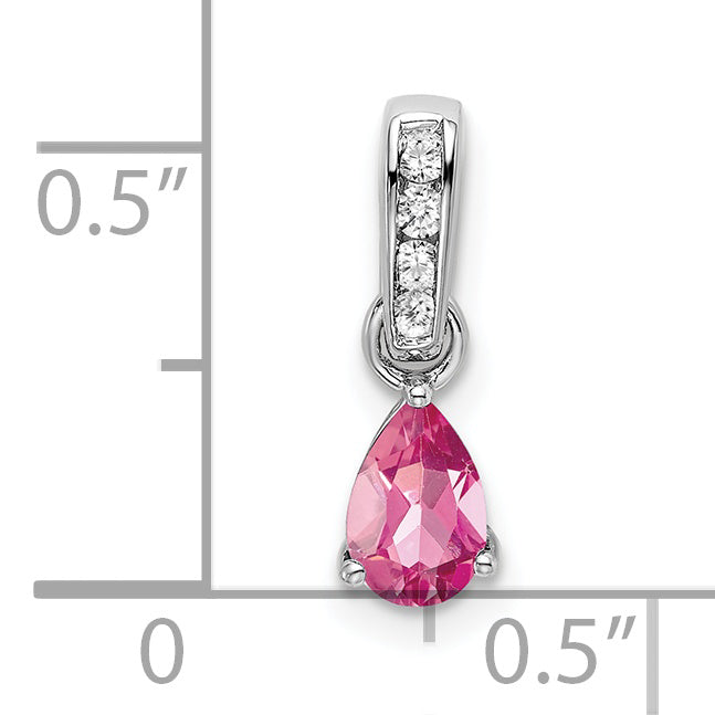 10k White Gold Pear Pink Tourmaline and Diamond Pendant Secondary image