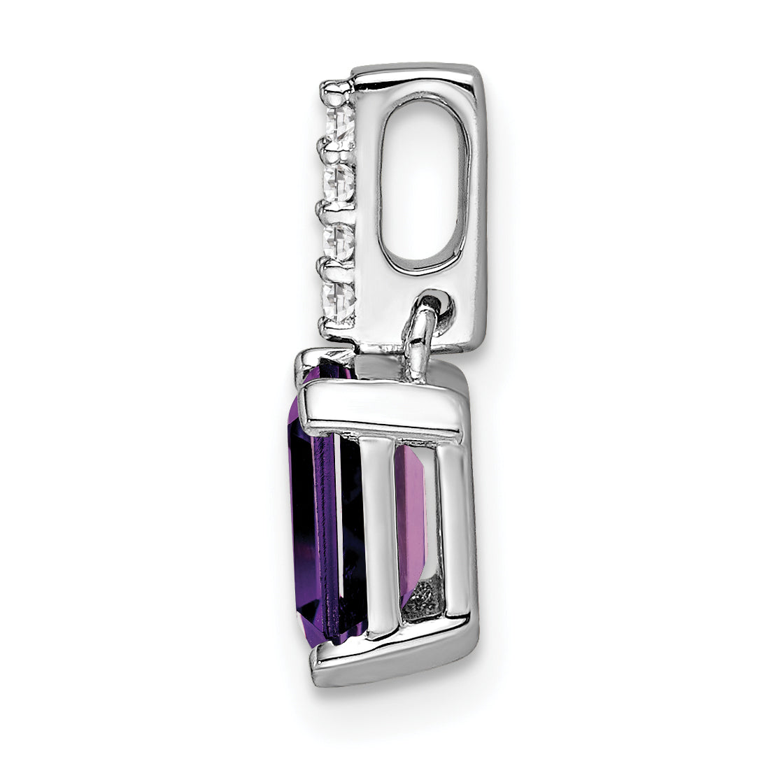 10k White Gold Amethyst and Diamond Pendant Secondary image