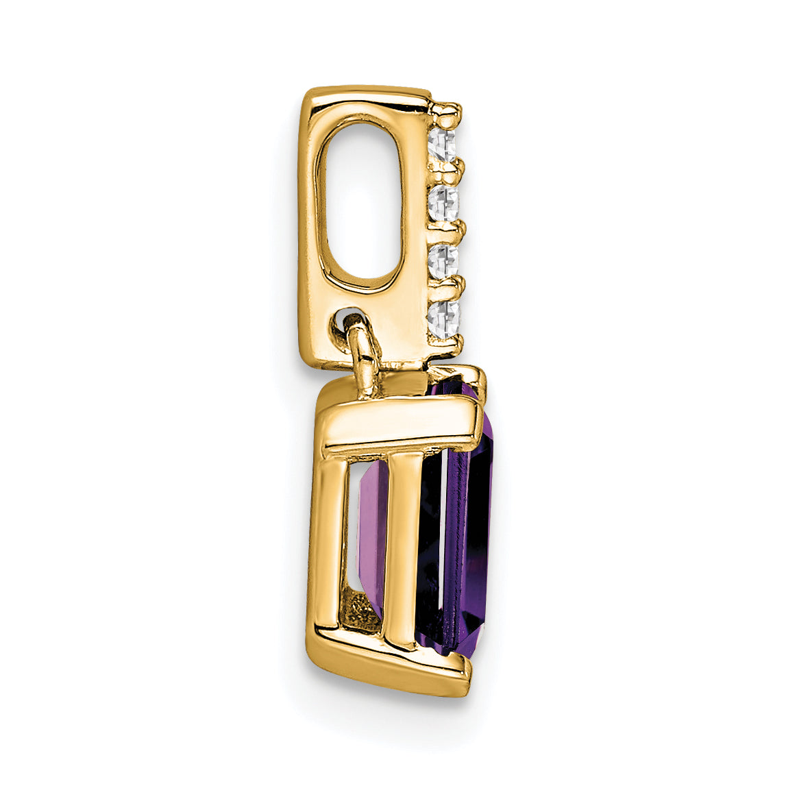 10k Yellow Gold Amethyst and Diamond Pendant Secondary image