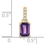 10k Yellow Gold Amethyst and Diamond Pendant