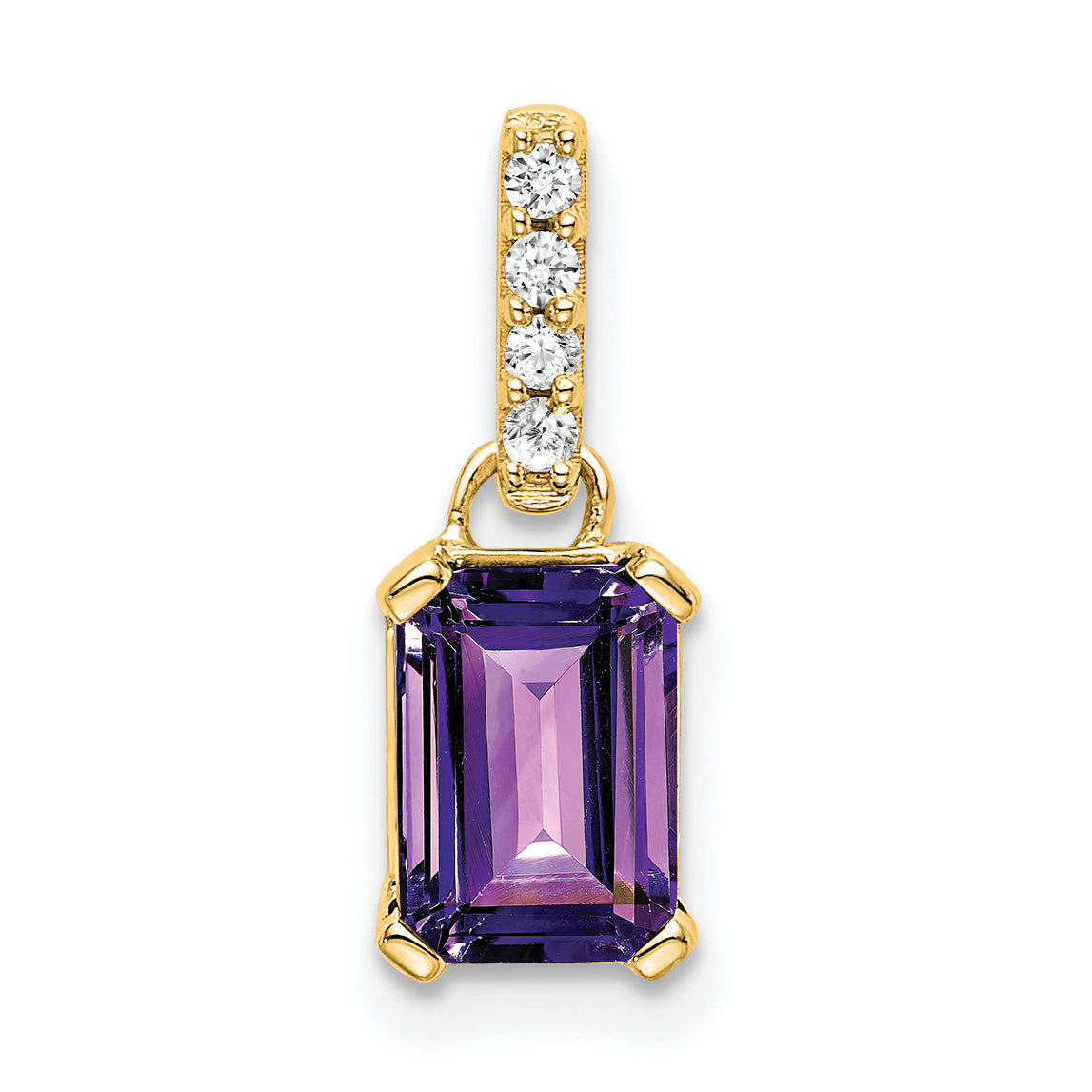 10k Yellow Gold Amethyst and Diamond Pendant Main image