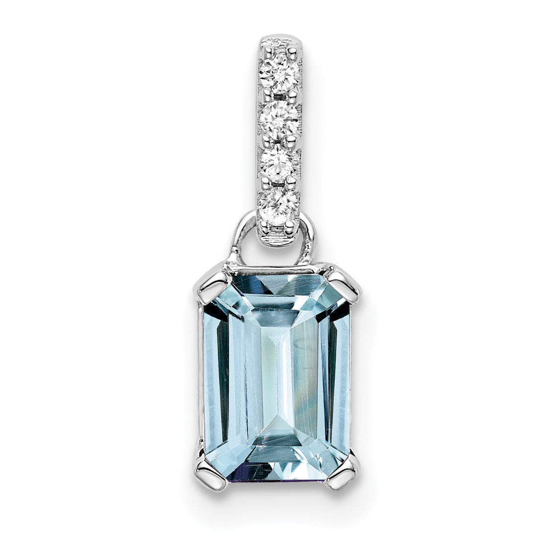 10k White Gold Aquamarine and Diamond Pendant Main image