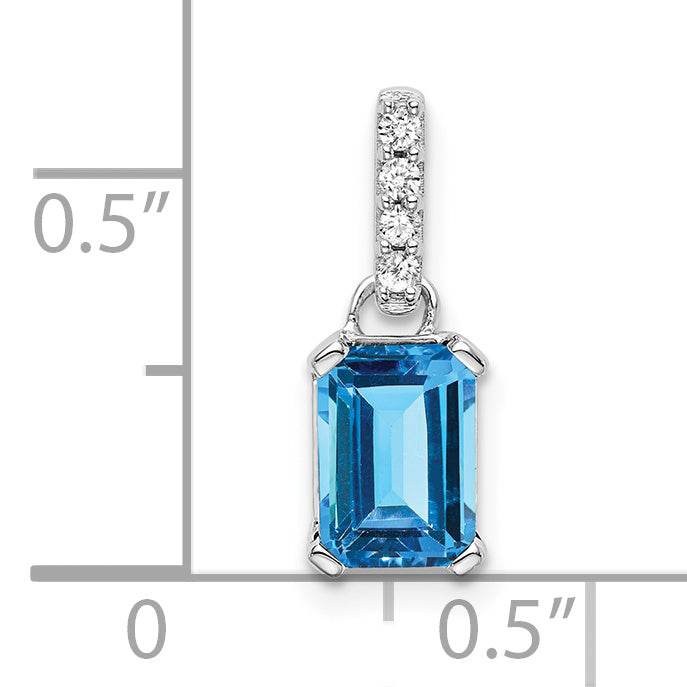 10k White Gold Blue Topaz and Diamond Pendant Secondary image