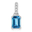 10k White Gold Blue Topaz and Diamond Pendant