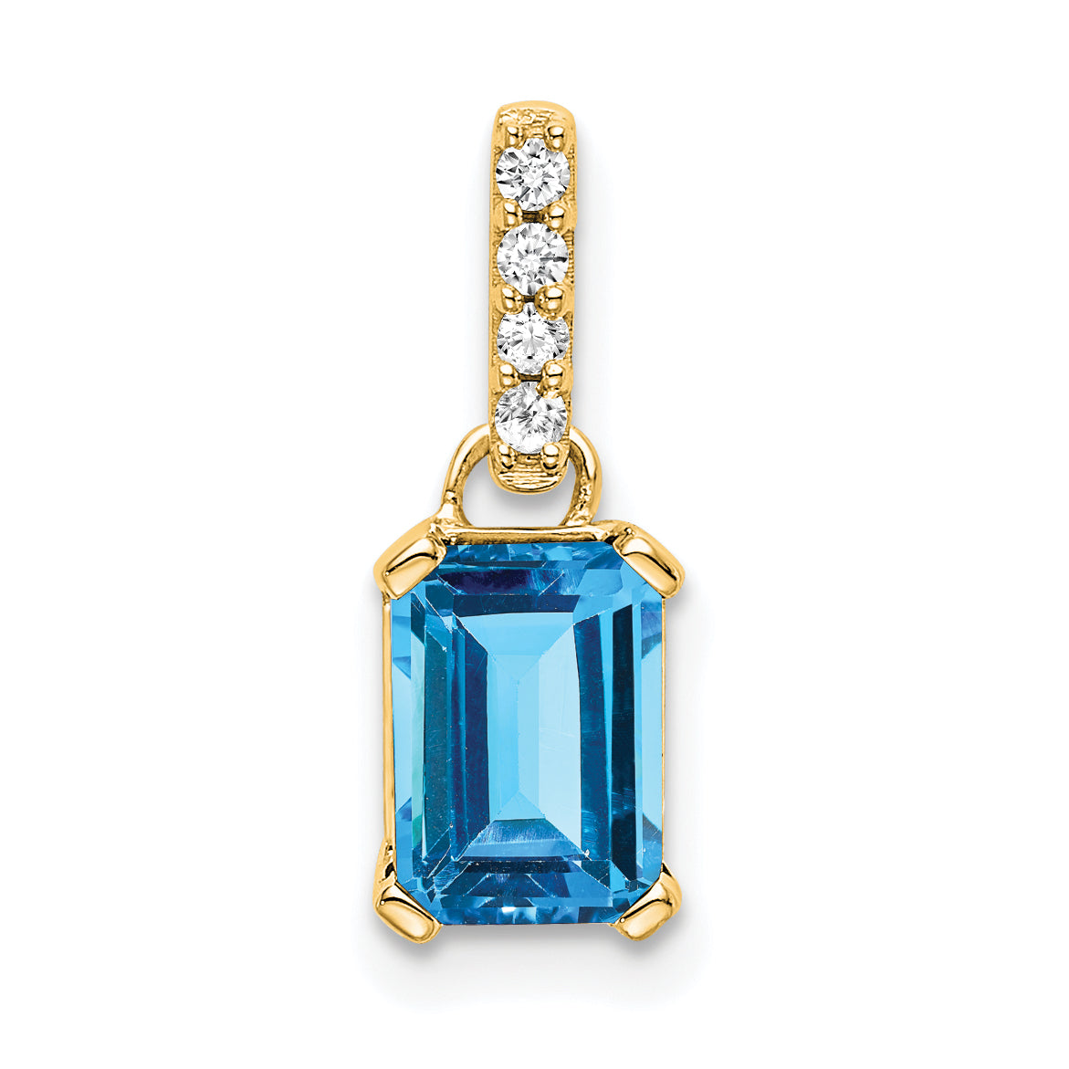 10k Yellow Gold Blue Topaz and Diamond Pendant Main image