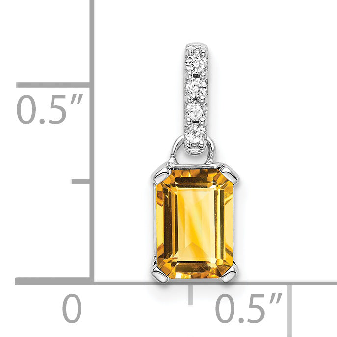 10k White Gold Citrine and Diamond Pendant Secondary image