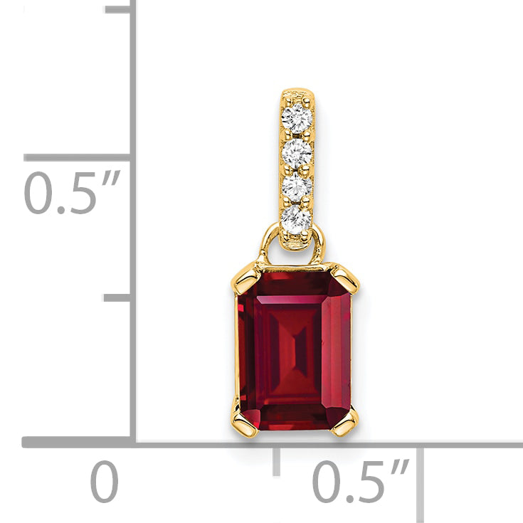 10k Yellow Gold Created Ruby and Diamond Pendant Secondary image