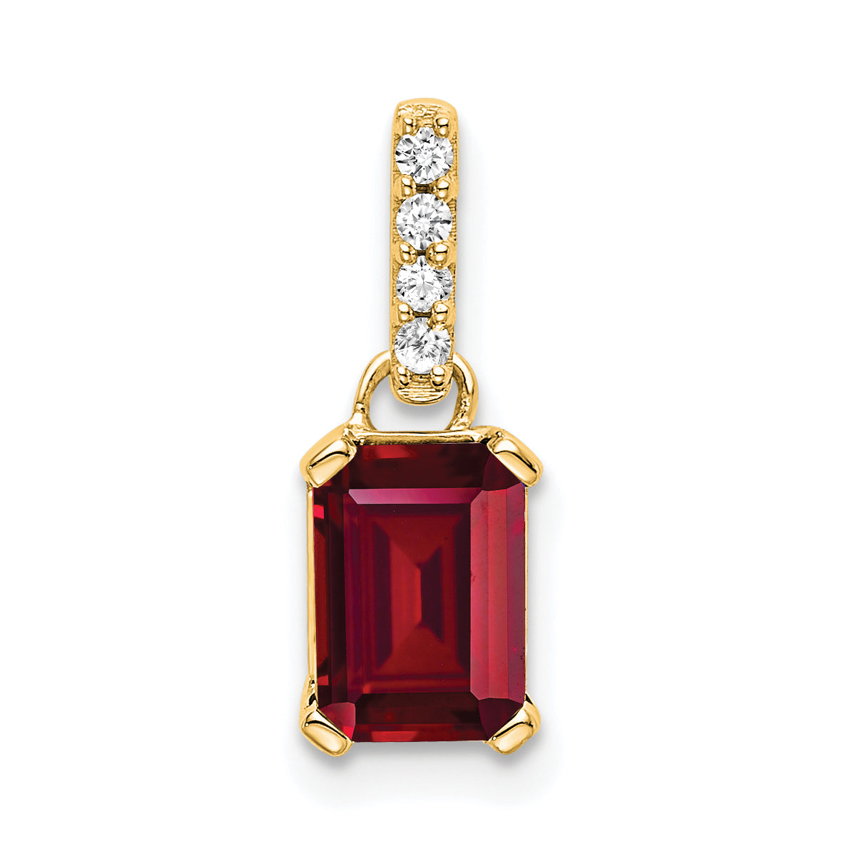 10k Yellow Gold Created Ruby and Diamond Pendant Main image