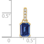 10k Yellow Gold Created Sapphire and Diamond Pendant