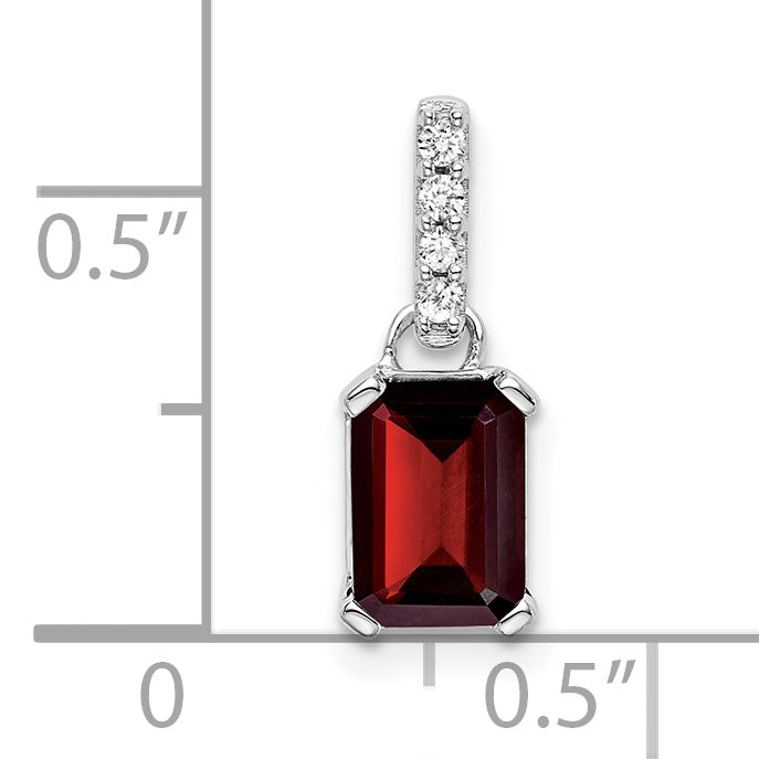 10k White Gold Garnet and Diamond Pendant Secondary image