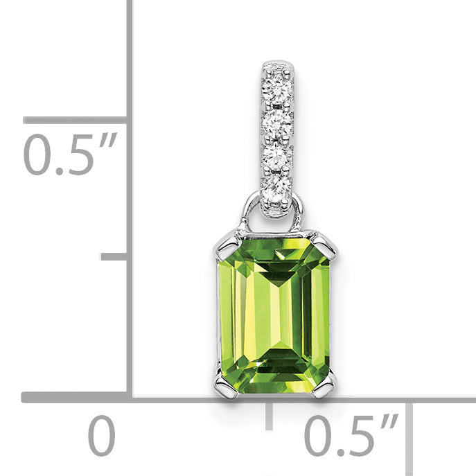 10k White Gold Peridot and Diamond Pendant