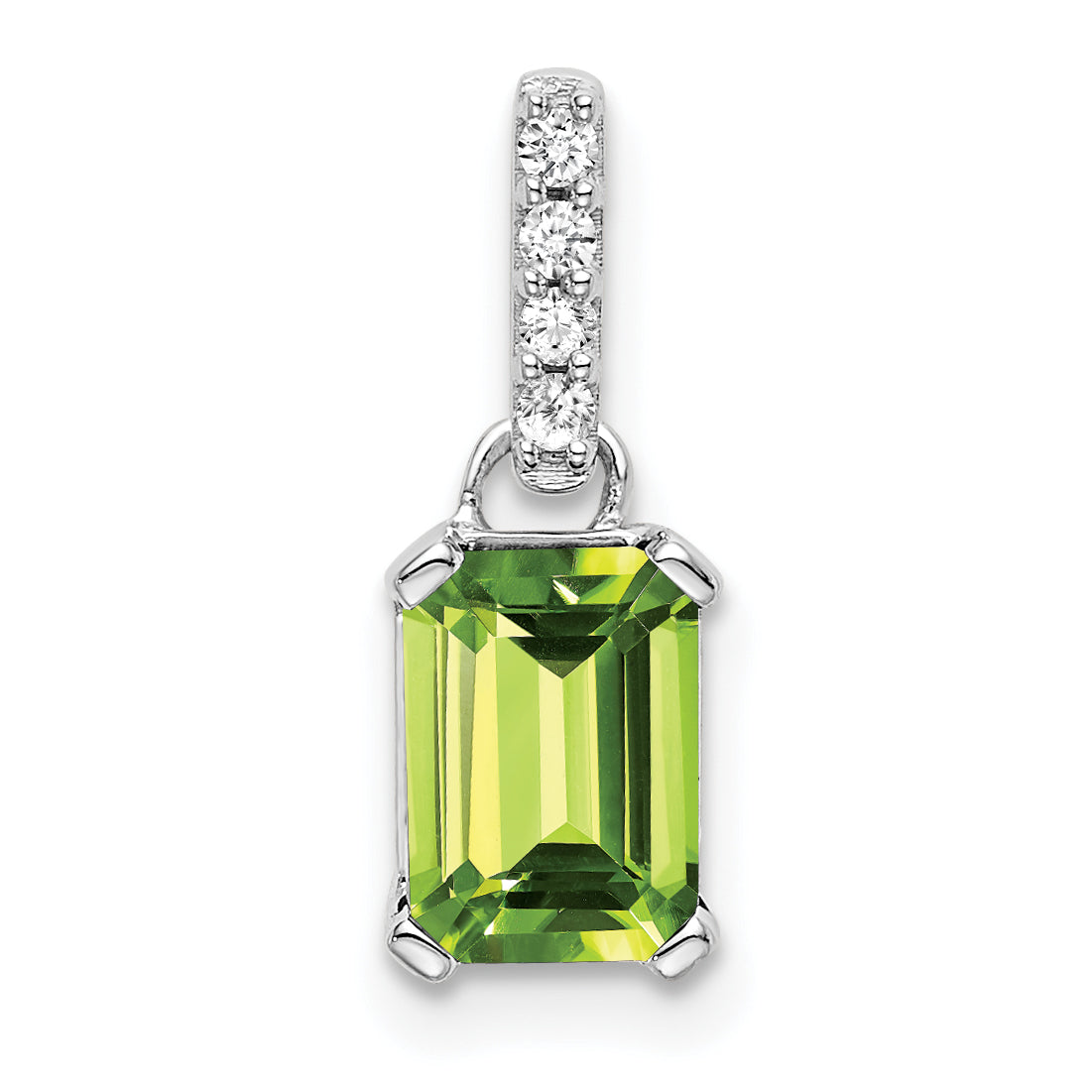 10k White Gold Peridot and Diamond Pendant Main image