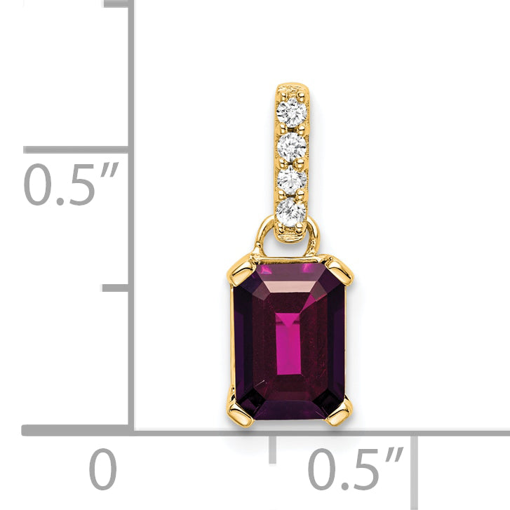 10k Yellow Gold Rhodolite Garnet and Diamond Pendant Secondary image