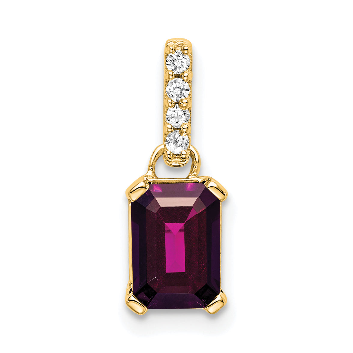 10k Yellow Gold Rhodolite Garnet and Diamond Pendant Main image