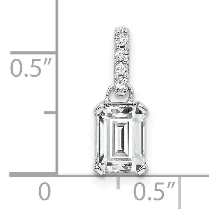 10k White Gold White Topaz and Diamond Pendant Secondary image