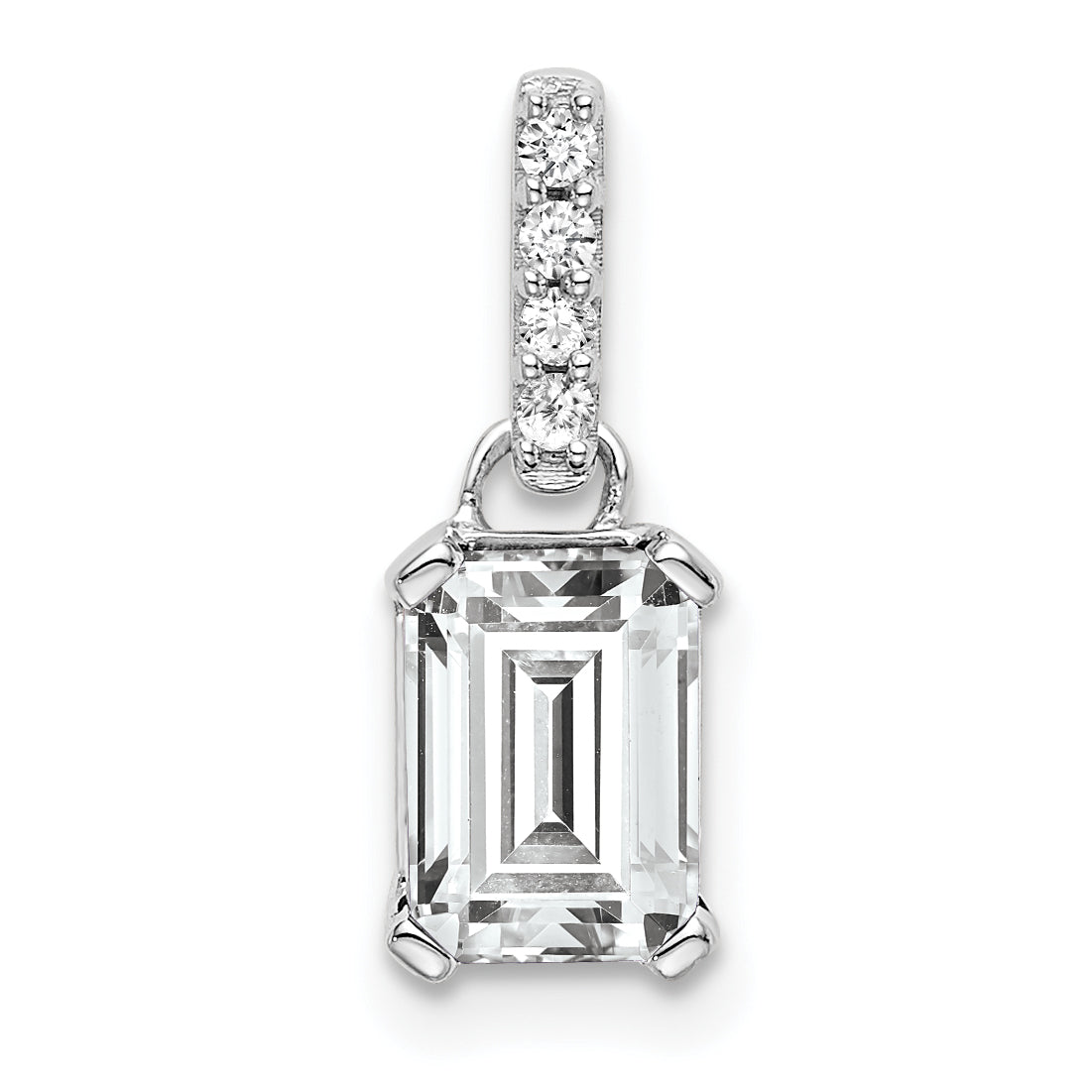 10k White Gold White Topaz and Diamond Pendant Main image