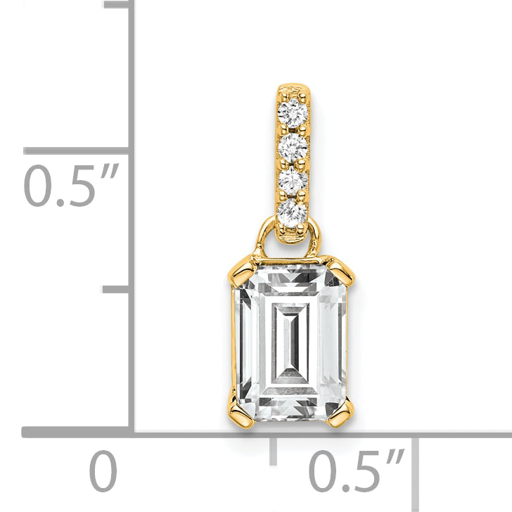 10k Yellow Gold White Topaz and Diamond Pendant Secondary image