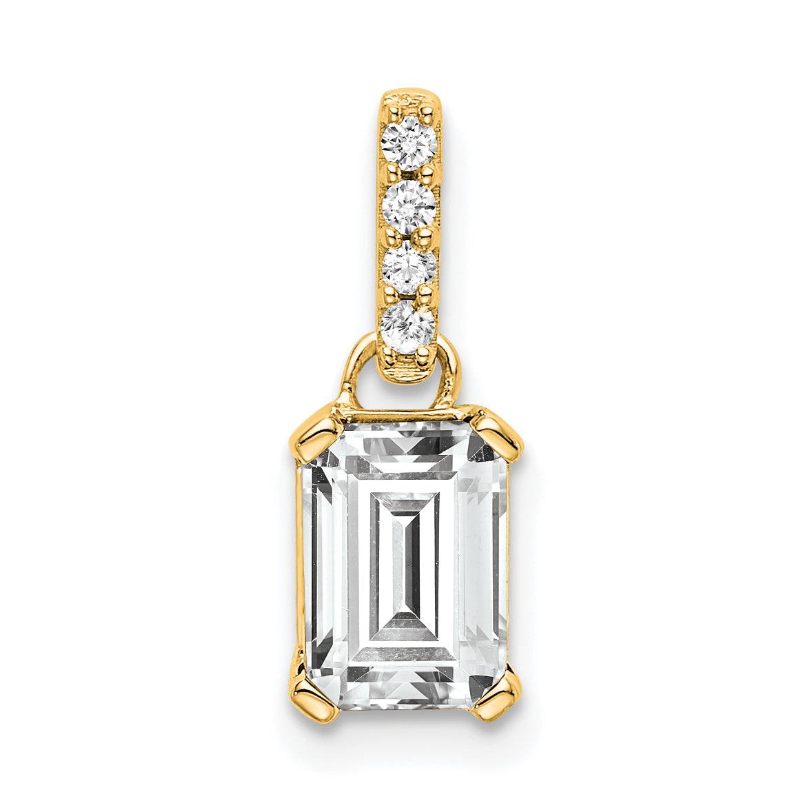 10k Yellow Gold White Topaz and Diamond Pendant Main image