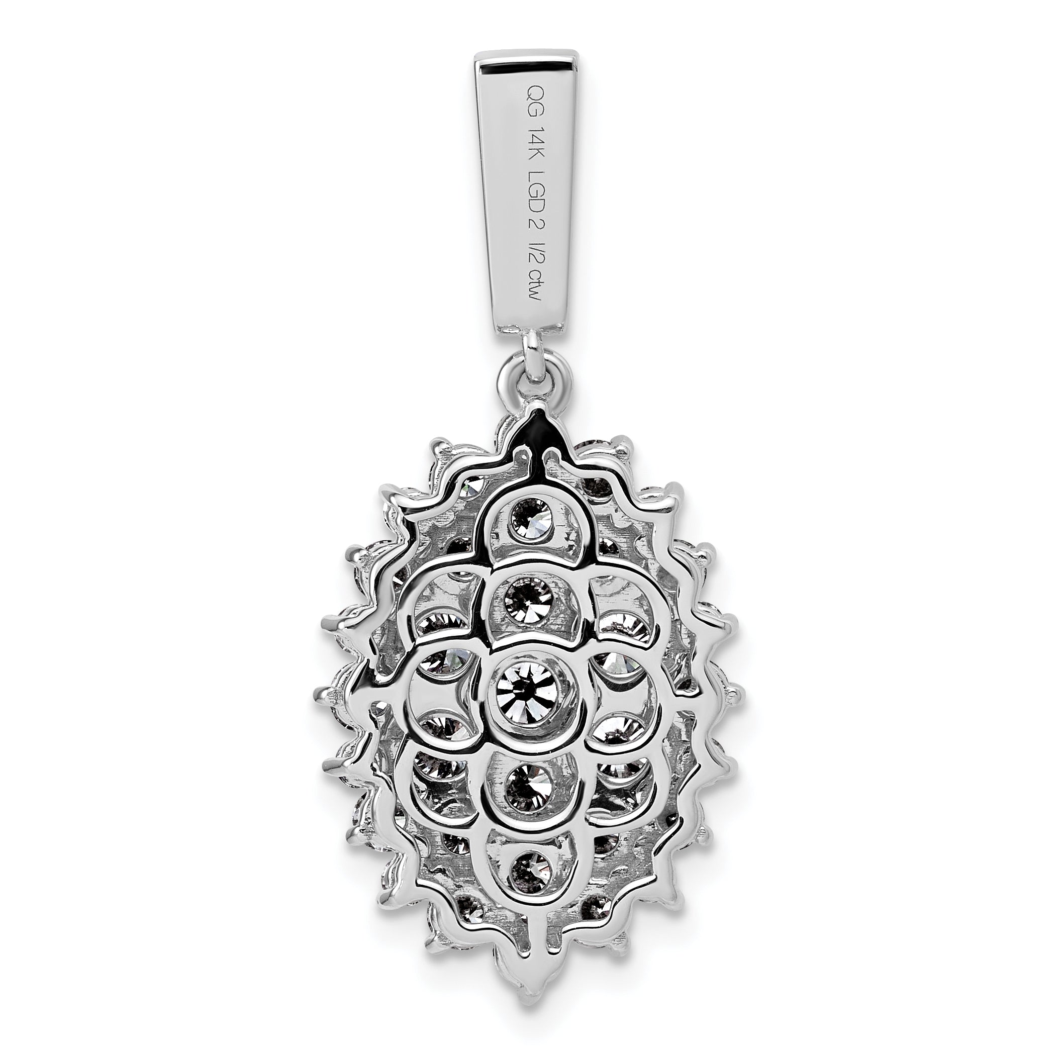 14k White Gold 2 1/2 carat Lab Grown Diamond VS/SI G+ Complete Cluster Pendant