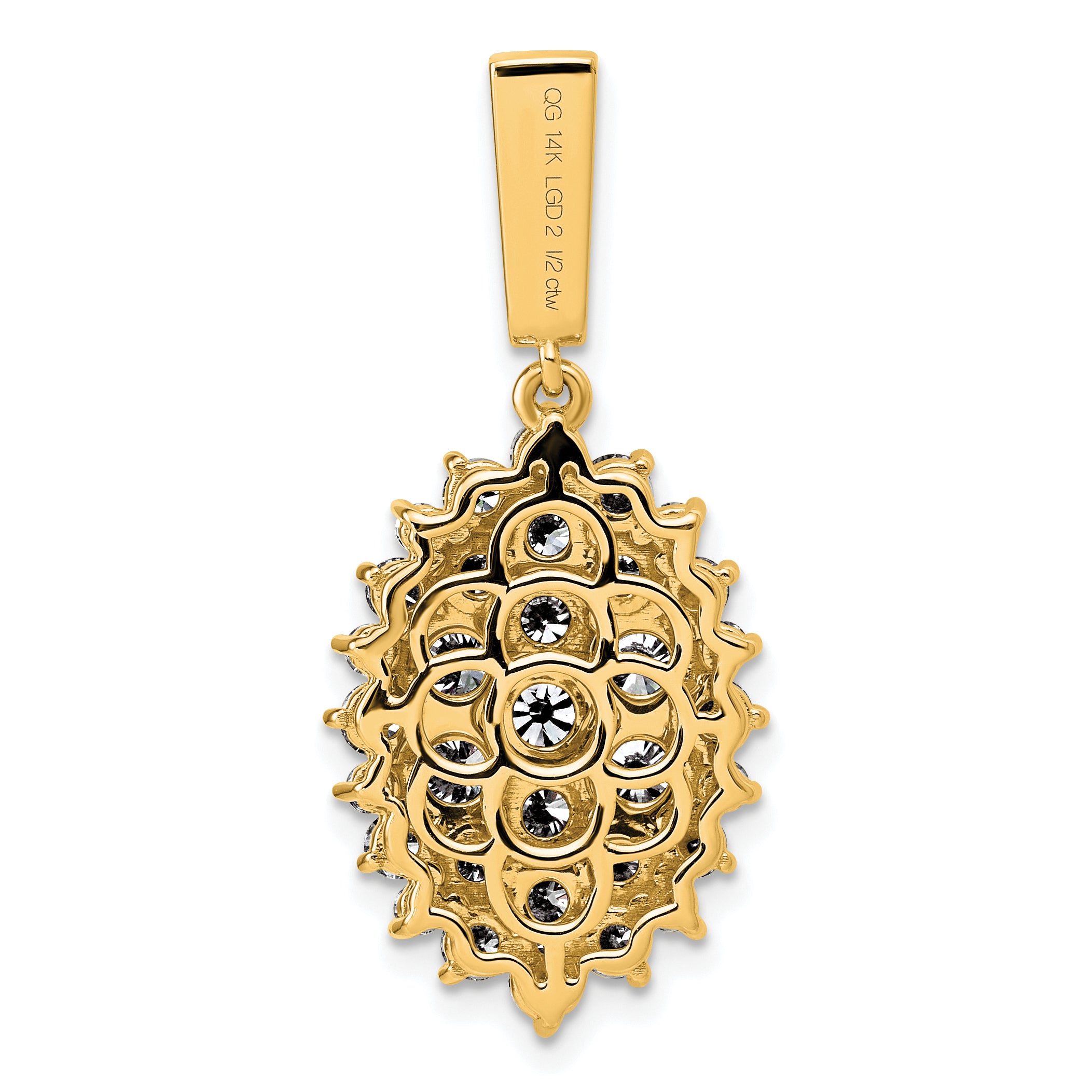 14k 2 1/2 carat Lab Grown Diamond VS/SI G+ Complete Cluster Pendant