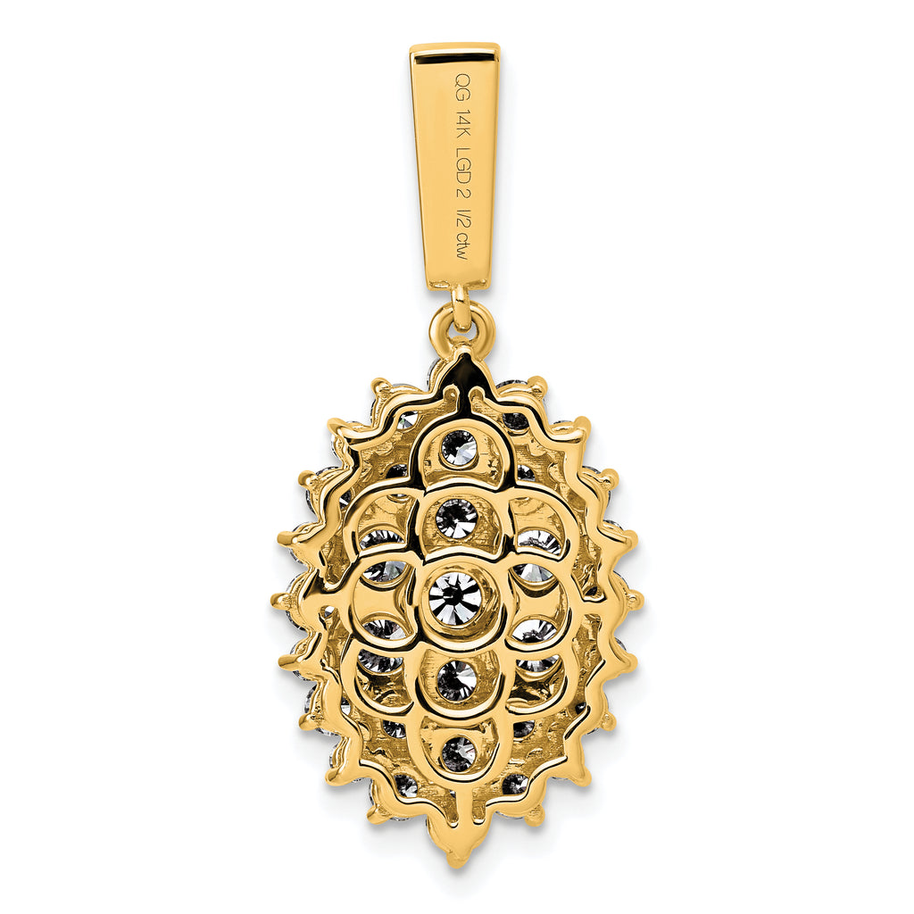 14k 2 1/2 carat Lab Grown Diamond VS/SI G+ Complete Cluster Pendant