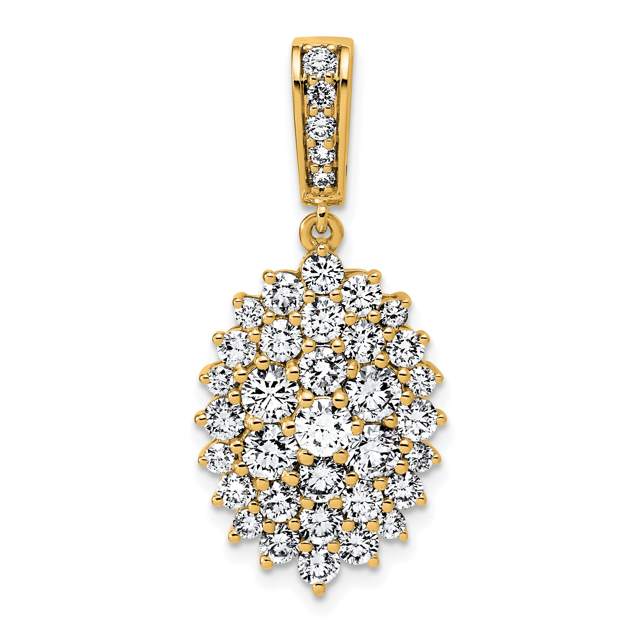 14k 2 1/2 carat Lab Grown Diamond VS/SI G+ Complete Cluster Pendant
