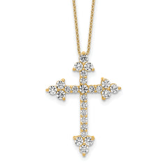 14k 1 1/2 carat Lab Grown Diamond VS/SI+ G+ Complete 18 inch Cross Pendant Necklace