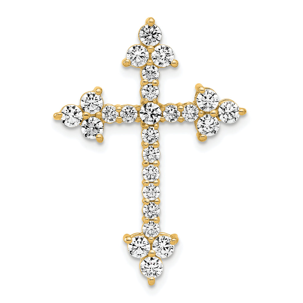 14k 1 1/2 carat Lab Grown Diamond VS/SI+ G+ Complete Cross Pendant
