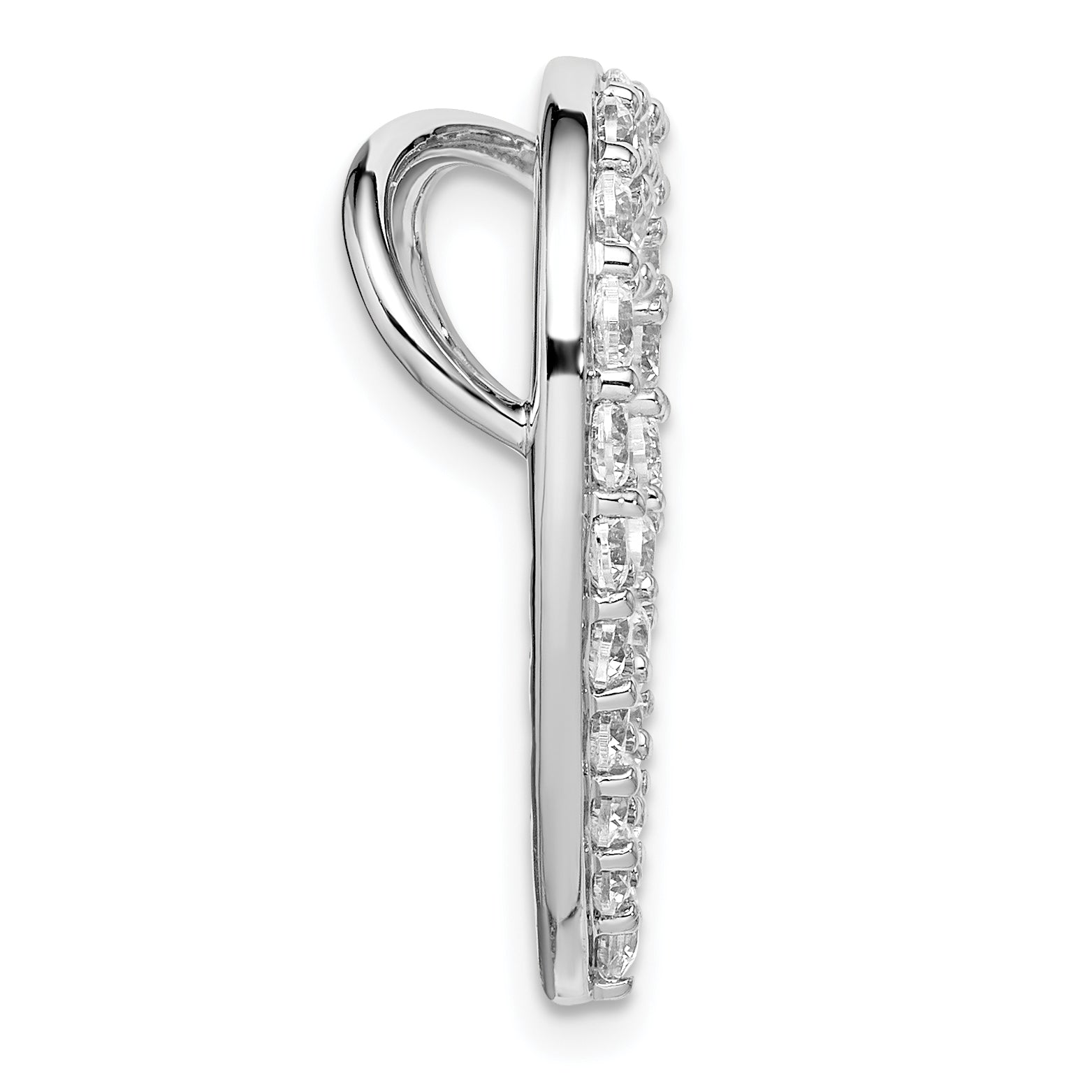 14k White Gold 1 1/2 carat Lab Grown Diamond VS+ F+ Complete Heart Chain Slide Pendant Secondary image