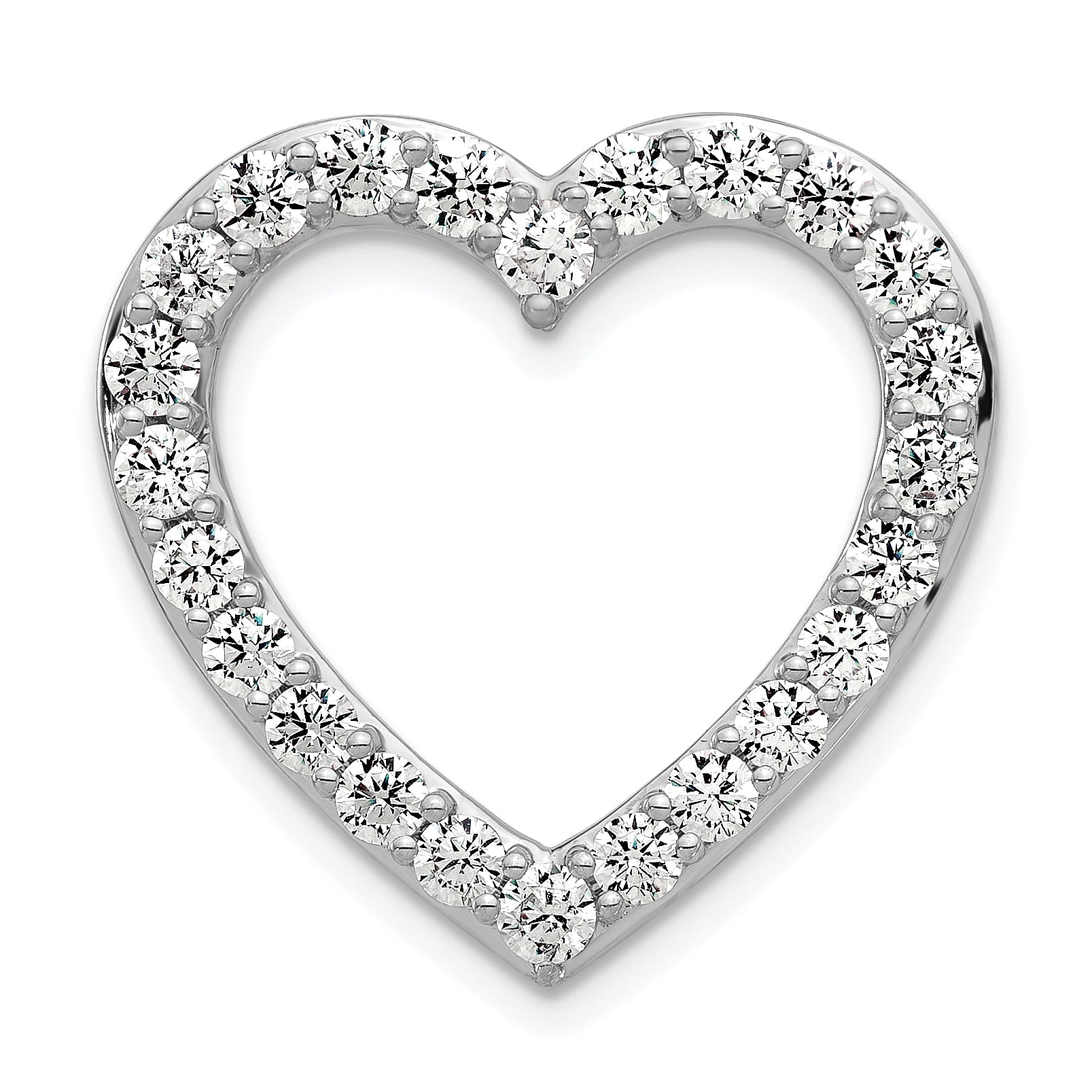 14k White Gold 1 1/2 carat Lab Grown Diamond VS+ F+ Complete Heart Chain Slide Pendant Main image