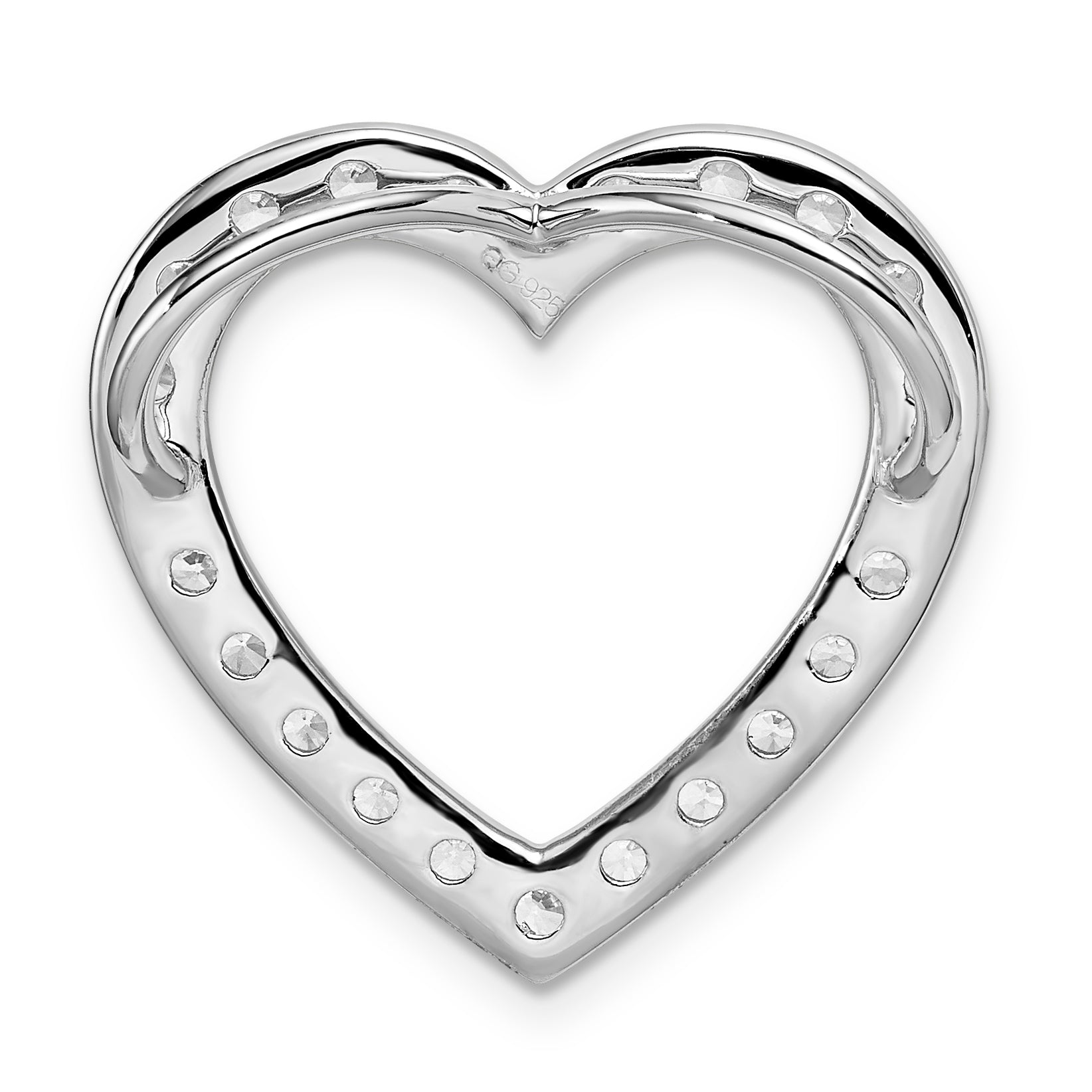14k White Gold 1 1/2 carat Lab Grown Diamond VS/SI+ G+ Complete Heart Chain Slide Pendant