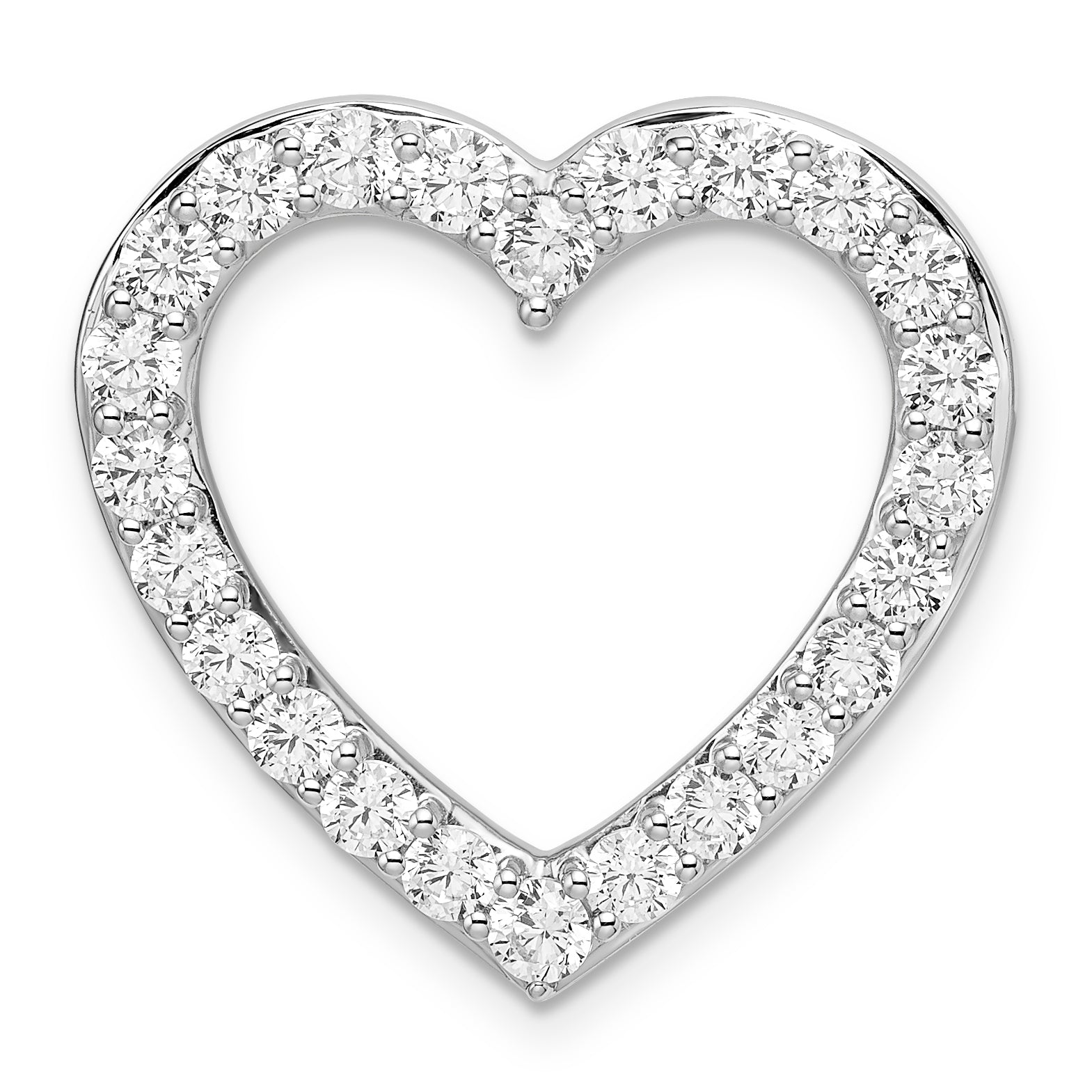 14k White Gold 1 1/2 carat Lab Grown Diamond VS/SI+ G+ Complete Heart Chain Slide Pendant Main image