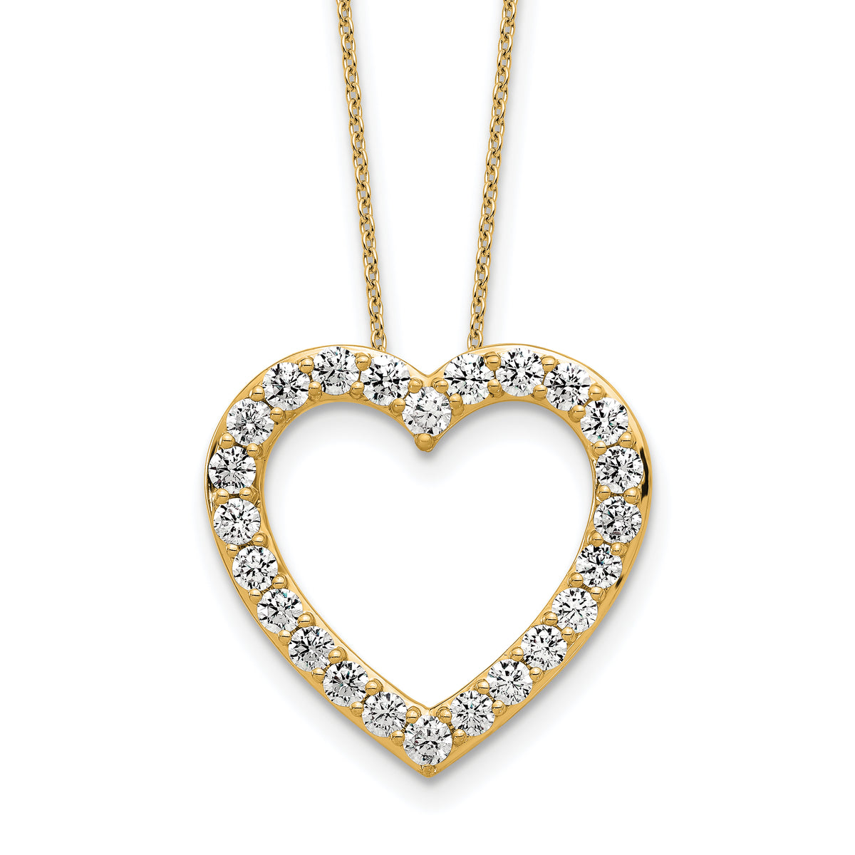 14k 1 3/8 carat Lab Grown Diamond VS/SI+ G+ Complete 18 inch Heart Necklace