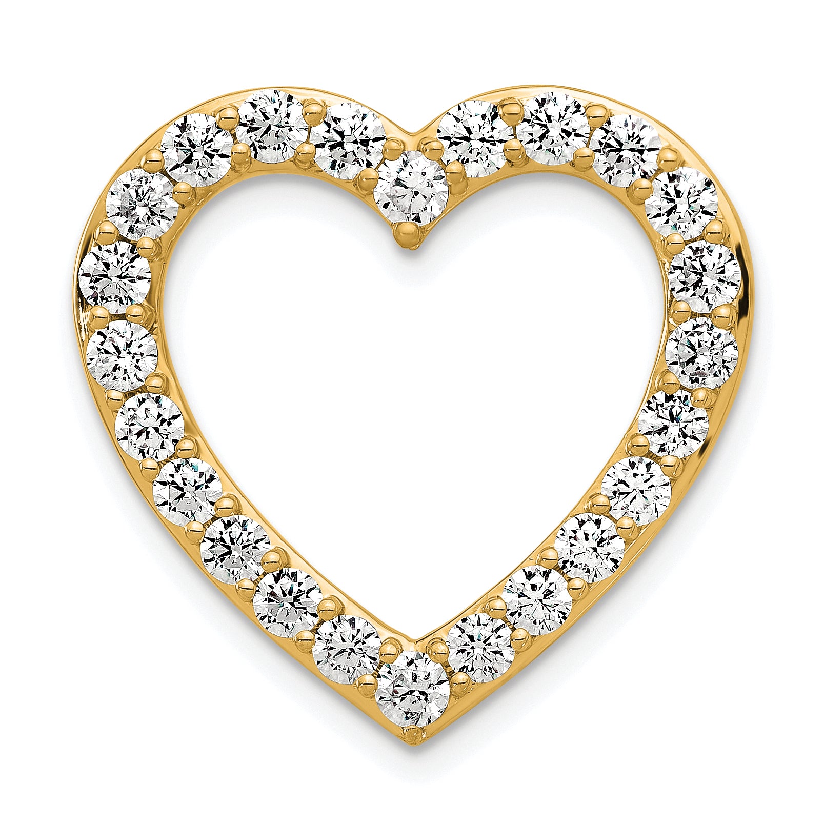 14k 1 1/2 carat Lab Grown Diamond VS+ F+ Complete Heart Chain Slide Pendant