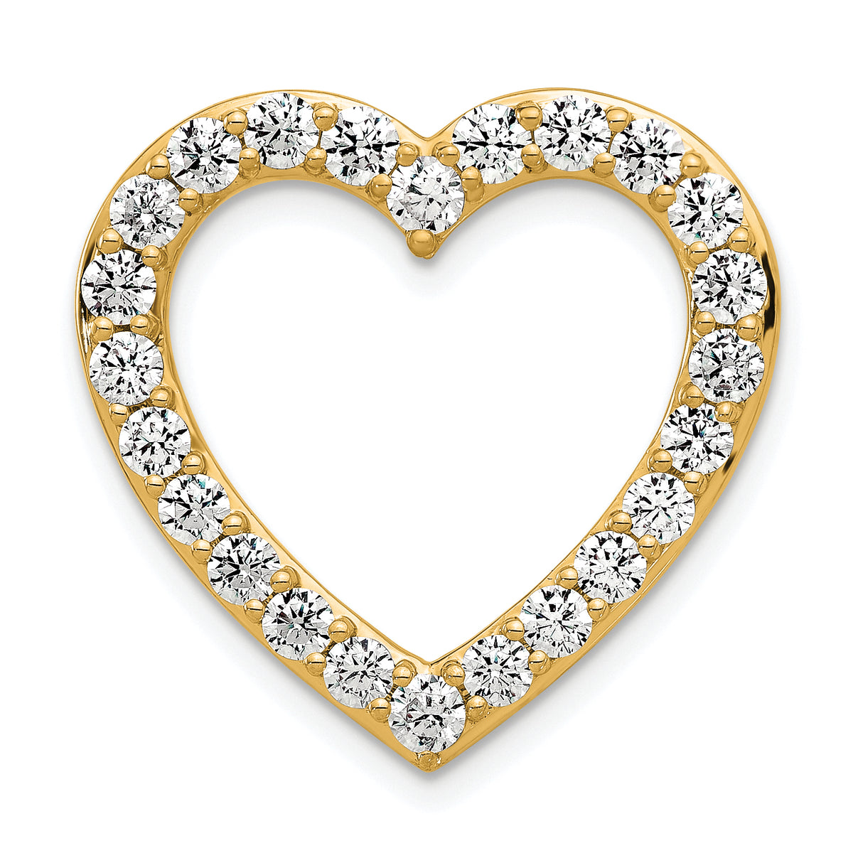 14k 1 1/2 carat Lab Grown Diamond VS+ F+ Complete Heart Chain Slide Pendant