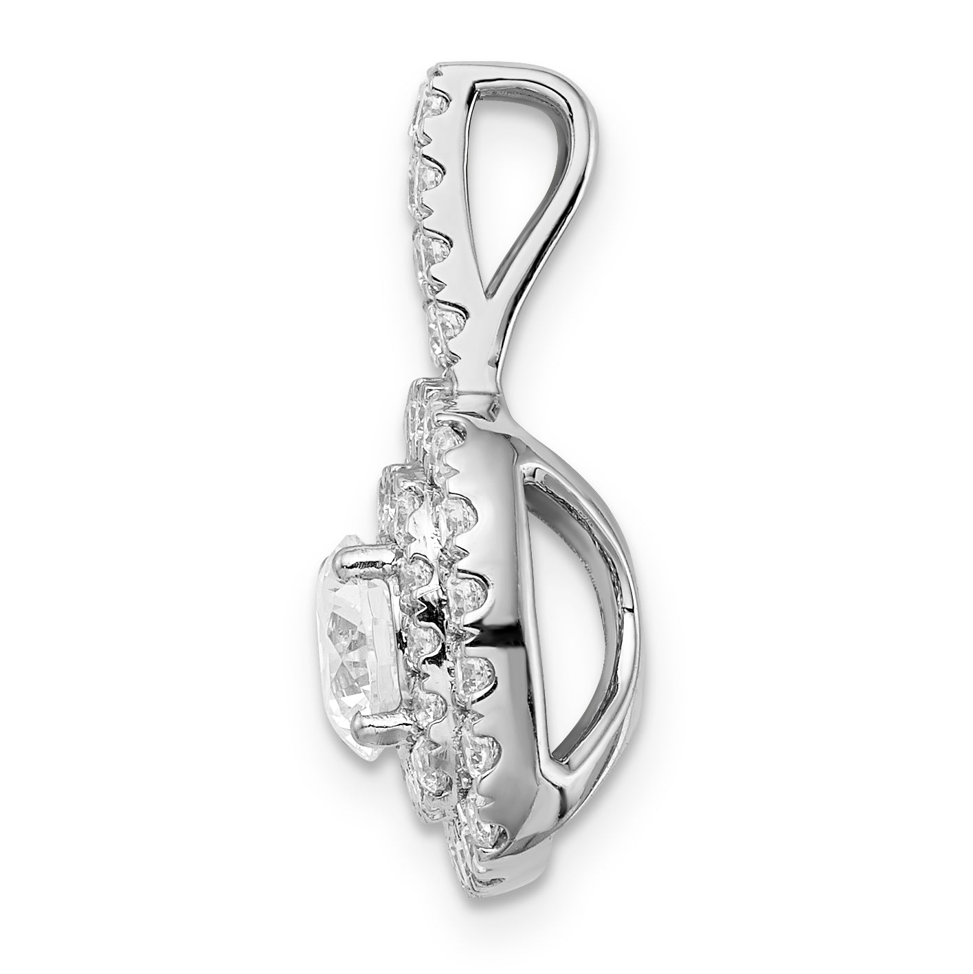 14k White Gold 1 1/2 carat Lab Grown Diamond VS/SI+ G+ Complete Double Halo Pendant Secondary image