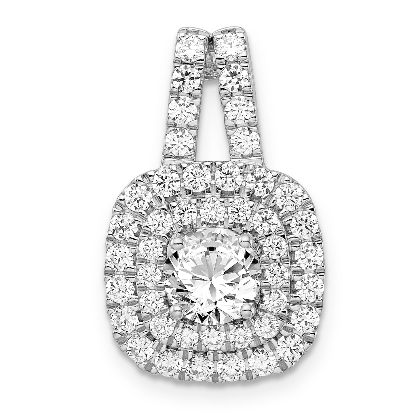 14k White Gold 1 1/2 carat Lab Grown Diamond VS/SI+ G+ Complete Double Halo Pendant Main image