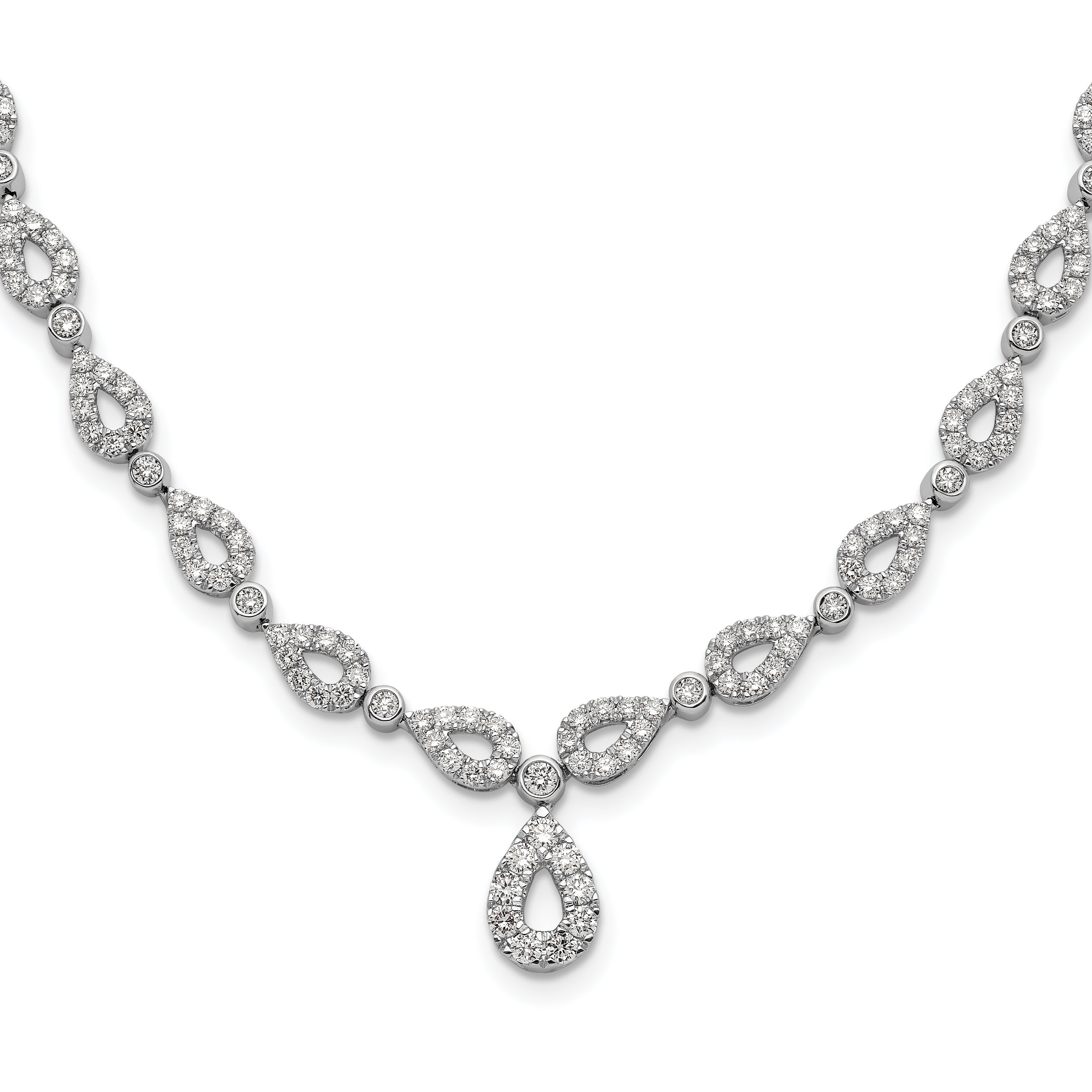 14k White Gold 2 3/4 carat Lab Grown Diamond VS/SI+ G+ 17 inch Fashion Teardrop Necklace Main image