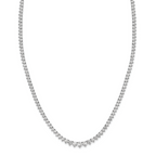 14k White Gold 6 1/2 carat Lab Grown Diamond VS/SI+ G+ Complete Round 16 inch Graduated Tennis Necklace