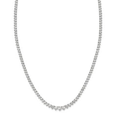 14k White Gold 6 1/2 carat Lab Grown Diamond VS/SI+ G+ Complete Round 16 inch Graduated Tennis Necklace