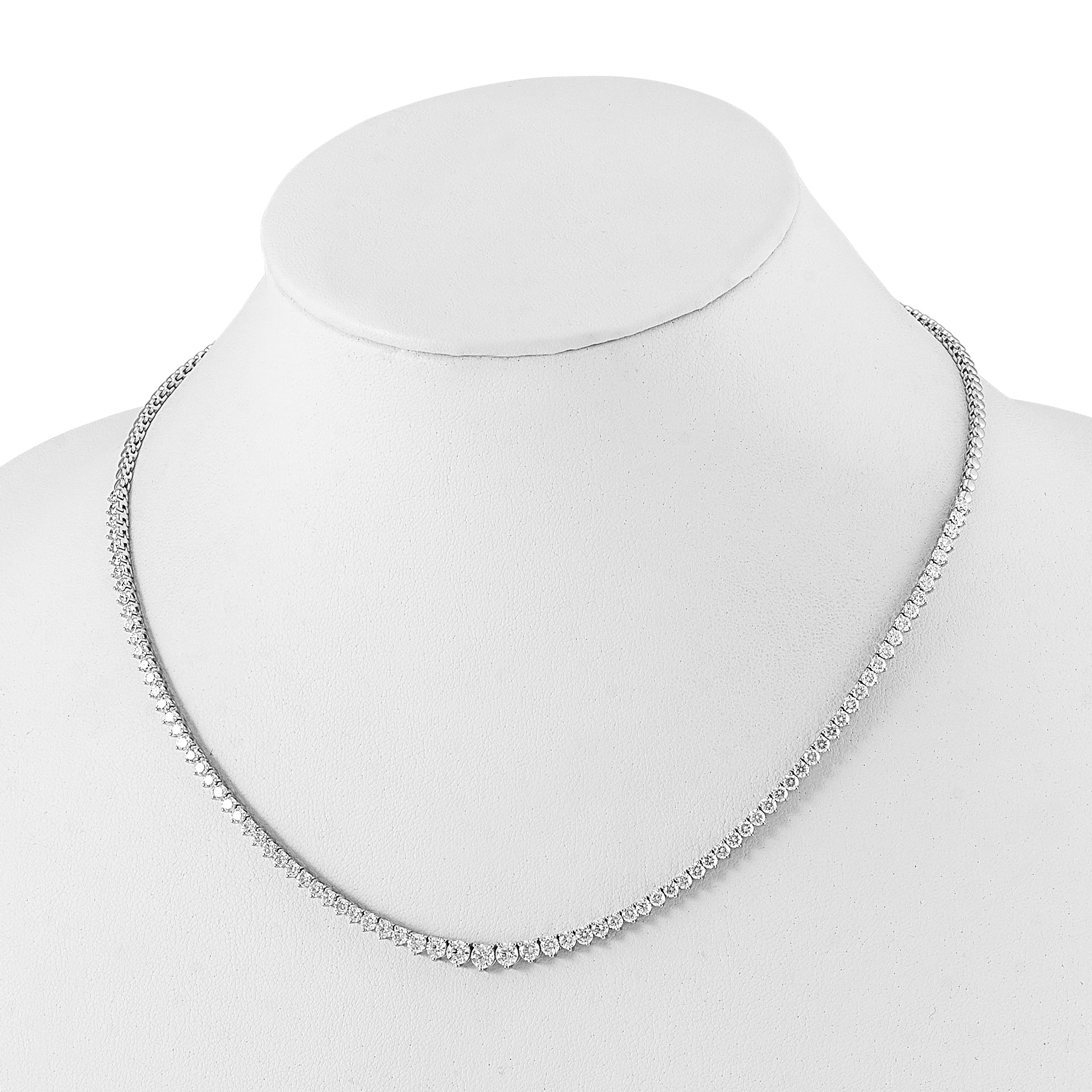 14k White Gold 6 1/2 carat Lab Grown Diamond VS/SI+ G+ Complete Round 16 inch Graduated Tennis Necklace