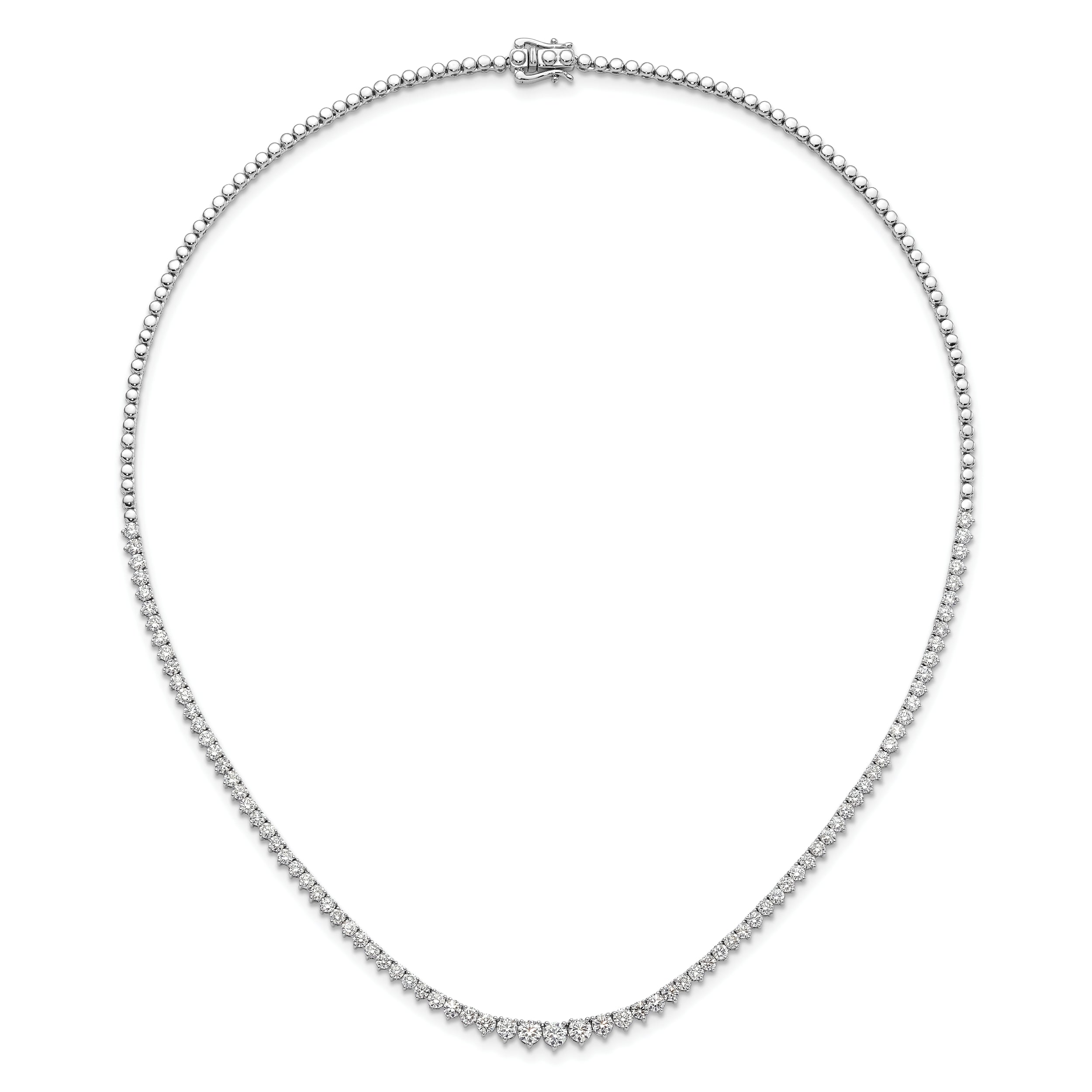14k White Gold 6 1/2 carat Lab Grown Diamond VS/SI+ G+ Complete Round 16 inch Graduated Tennis Necklace
