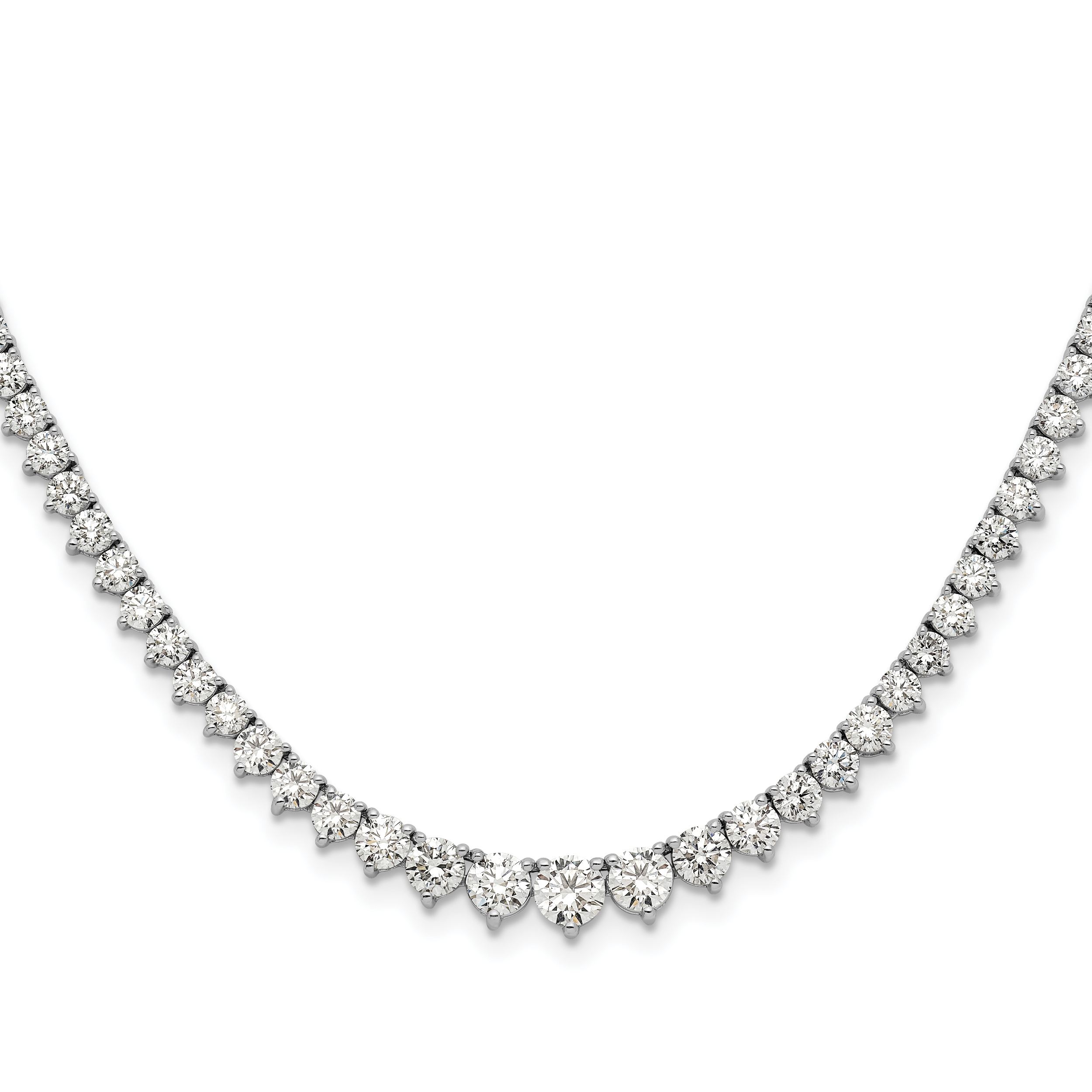14k White Gold 6 1/2 carat Lab Grown Diamond VS/SI+ G+ Complete Round 16 inch Graduated Tennis Necklace