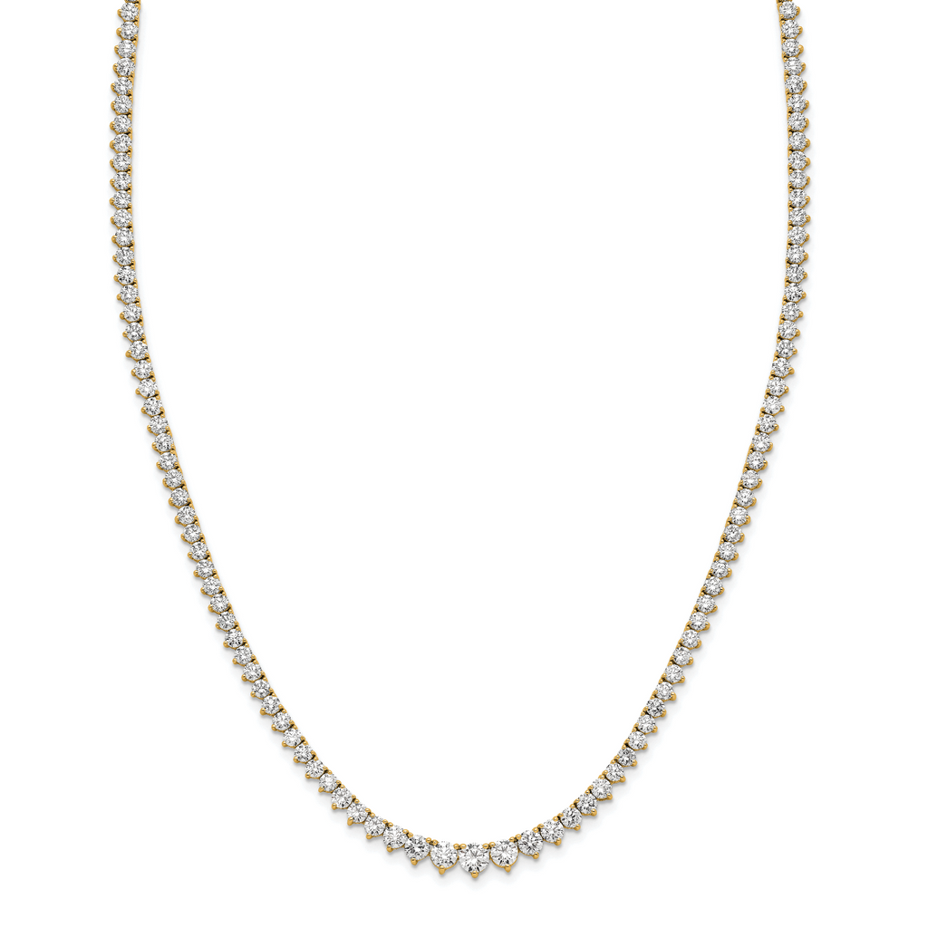 14k 6 1/2 carat Lab Grown Diamond VS/SI+ G+ Complete Round 16 inch Graduated Tennis Necklace