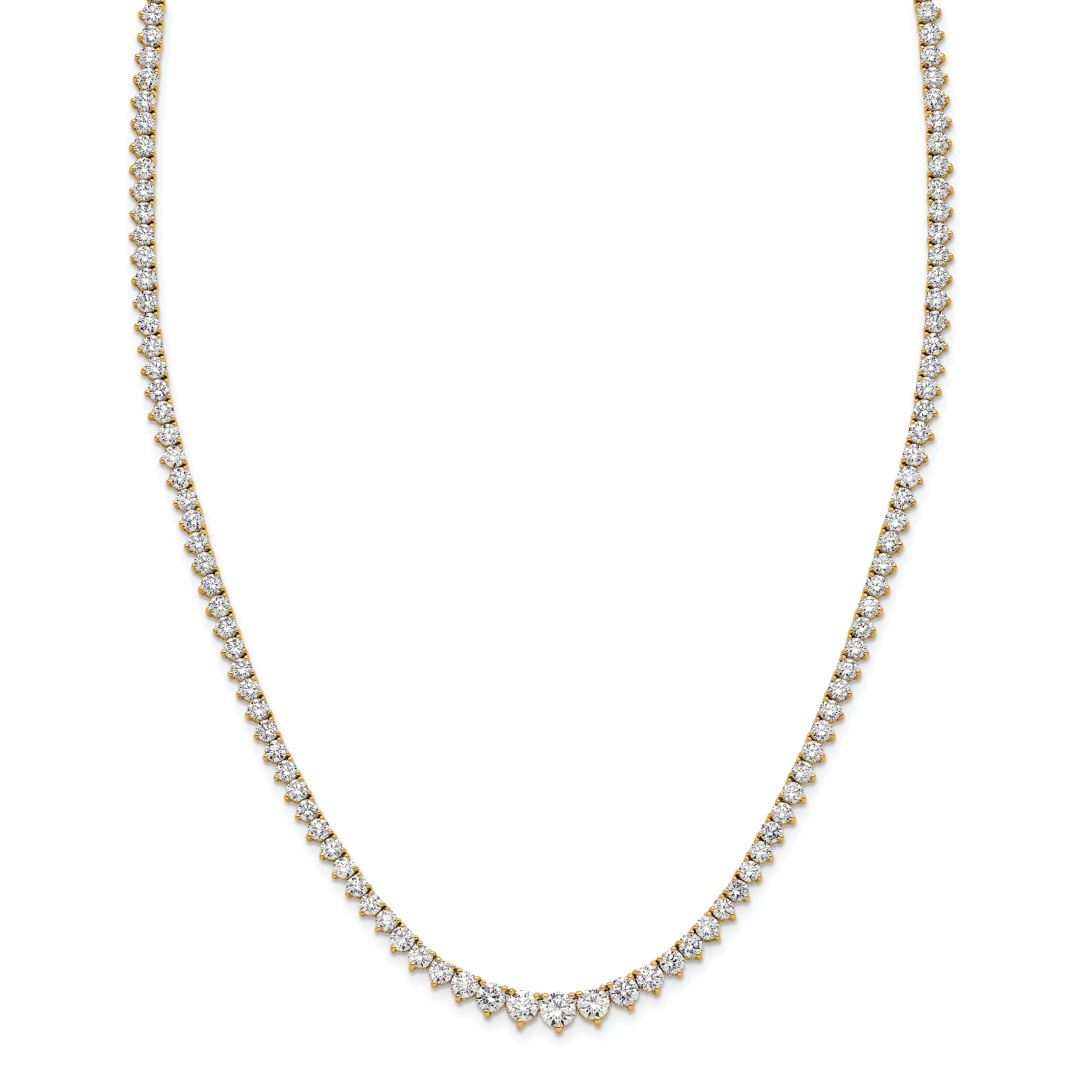 14k 6 1/2 carat Lab Grown Diamond VS/SI+ G+ Complete Round 16 inch Graduated Tennis Necklace