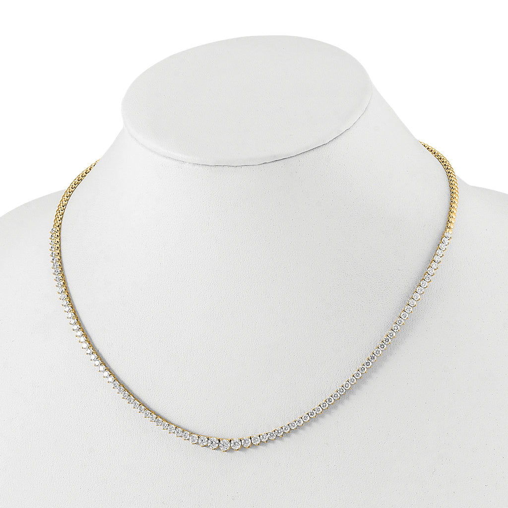 14k 6 1/2 carat Lab Grown Diamond VS/SI+ G+ Complete Round 16 inch Graduated Tennis Necklace