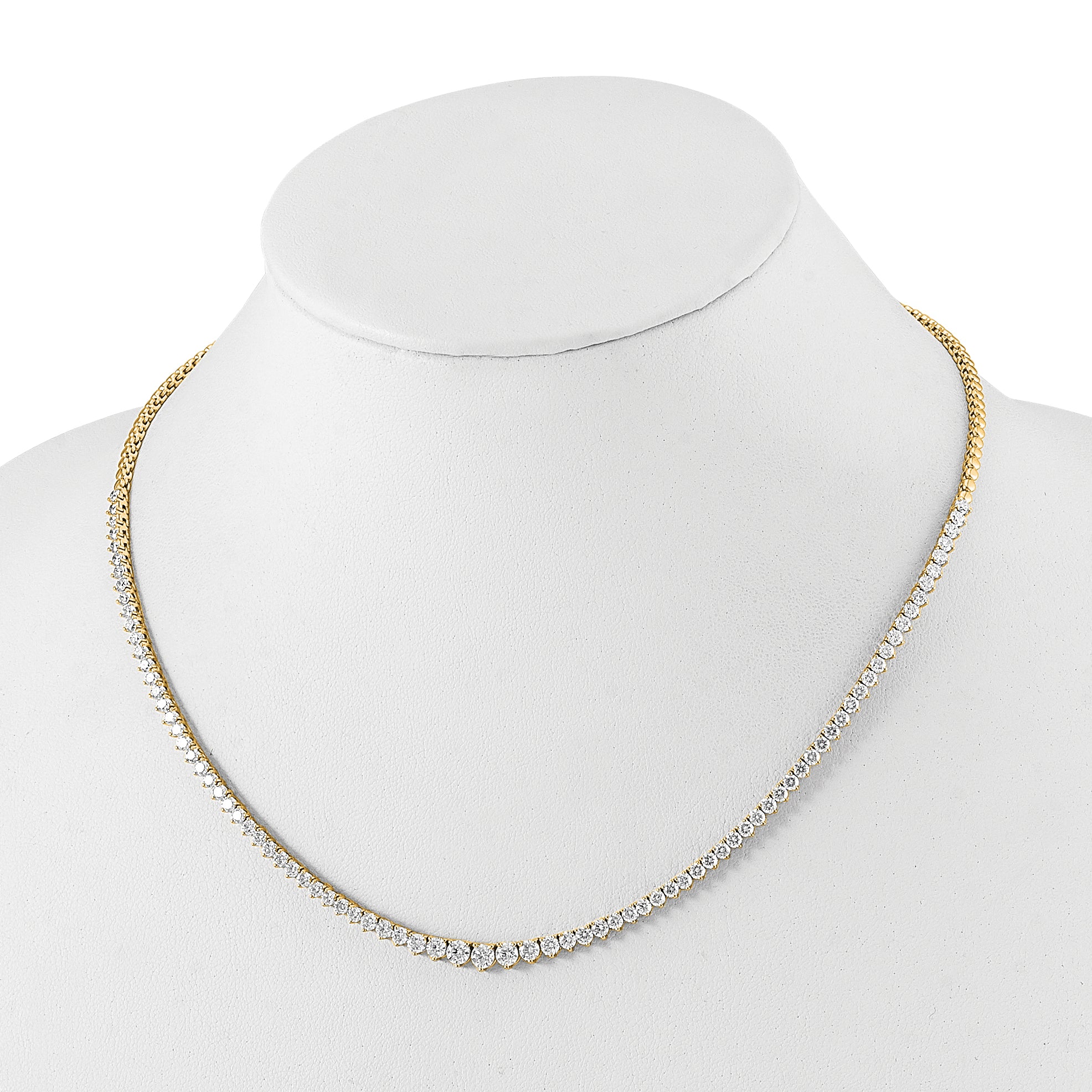 14k 6 1/2 carat Lab Grown Diamond VS/SI+ G+ Complete Round 16 inch Graduated Tennis Necklace
